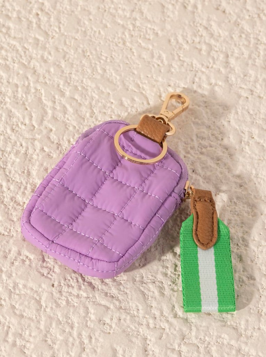 Shiraleah Shiraleah Ezra Quilted Nylon Clip-On Pouch, Lilac | Women Zip Pouches