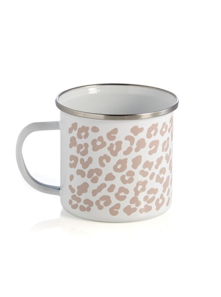 Shiraleah Shiraleah Leopard Print Enamel Mug, Blush | Home