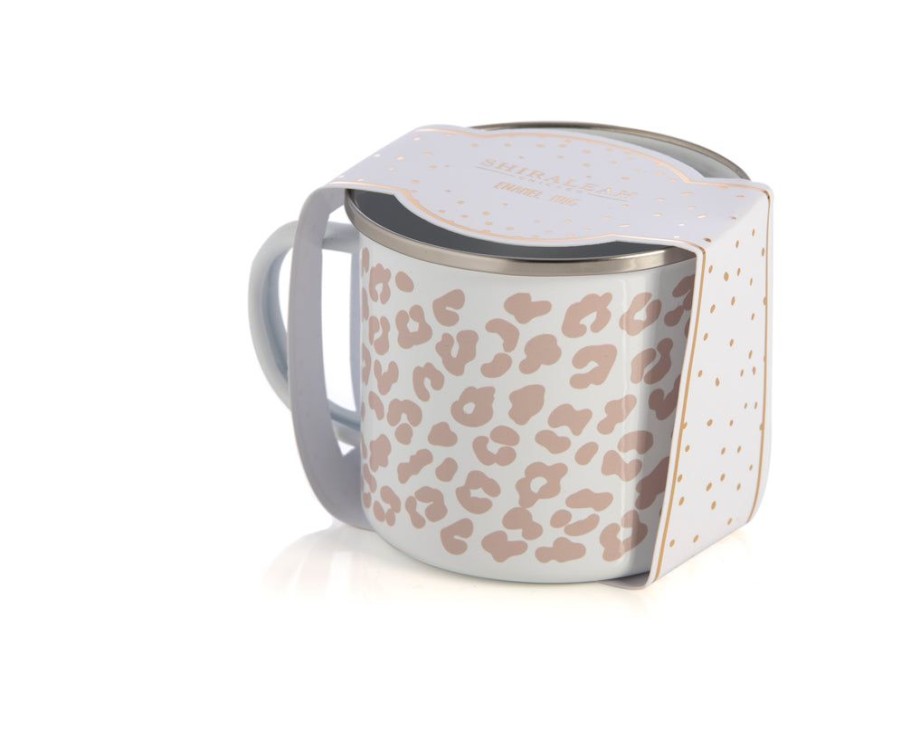 Shiraleah Shiraleah Leopard Print Enamel Mug, Blush | Home