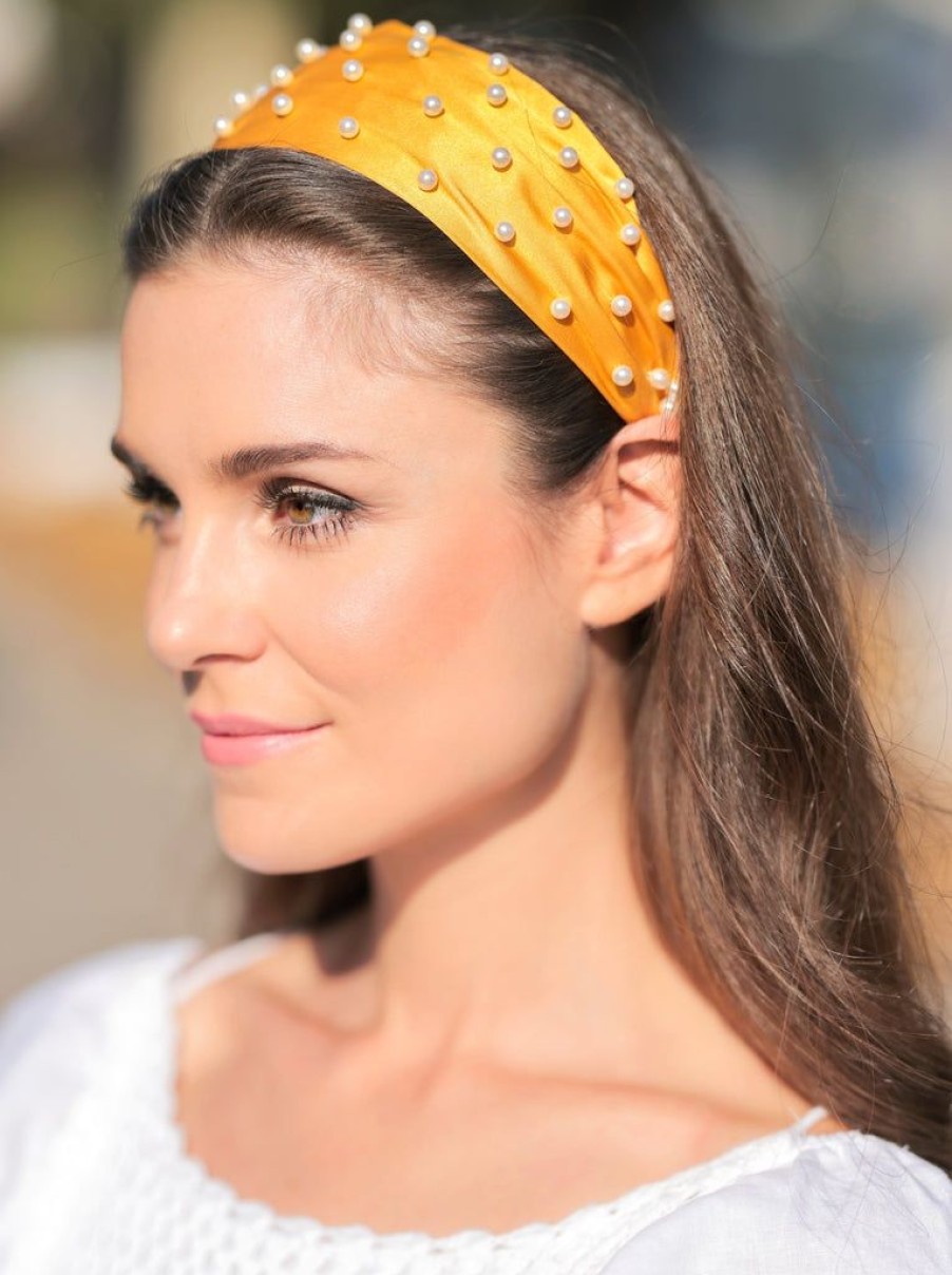 Shiraleah Shiraleah Pearl Wide Headband, Yellow | Women Headbands