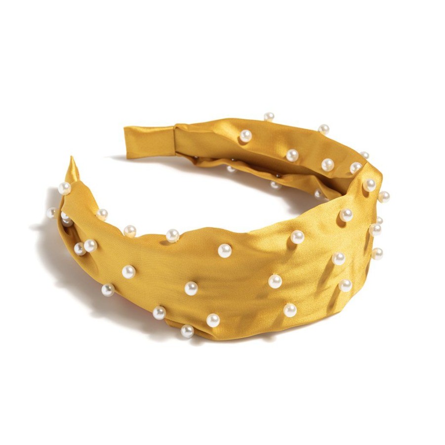 Shiraleah Shiraleah Pearl Wide Headband, Yellow | Women Headbands