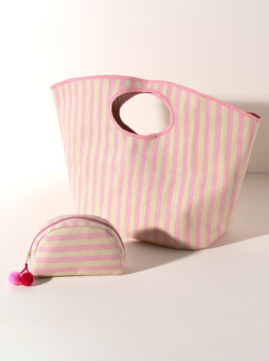 Shiraleah Shiraleah Lolita Stripe Tote, Pink And Ivory | Women Totes