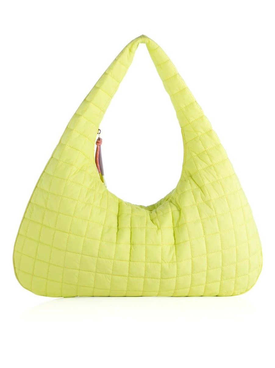 Shiraleah Shiraleah Ezra Quilted Nylon Hobo, Citron | Women Hobos