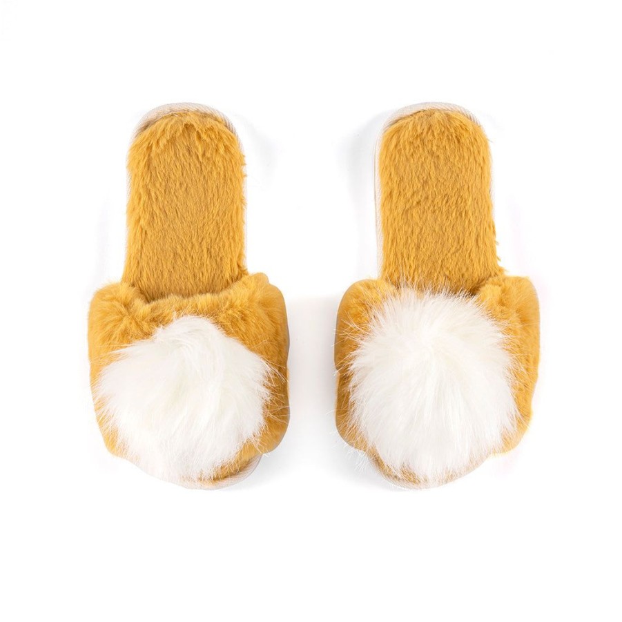 Shiraleah Shiraleah Amor Plush Holiday Slippers, Yellow | Women Slippers