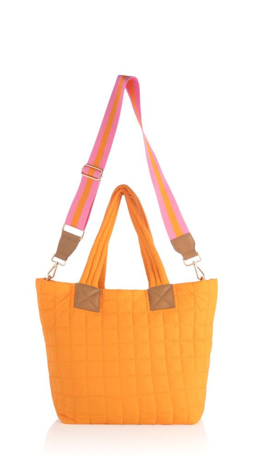 Shiraleah Shiraleah Ezra Quilted Nylon Tote, Orange | Women Totes