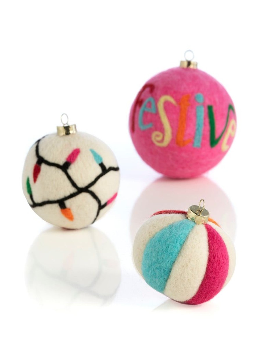 Shiraleah Shiraleah Festive Assorted Set Of 3 Ornaments, Multi | Home