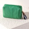 Shiraleah Shiraleah Ezra Quilted Nylon Small Boxy Cosmetic Pouch, Green | Women Zip Pouches