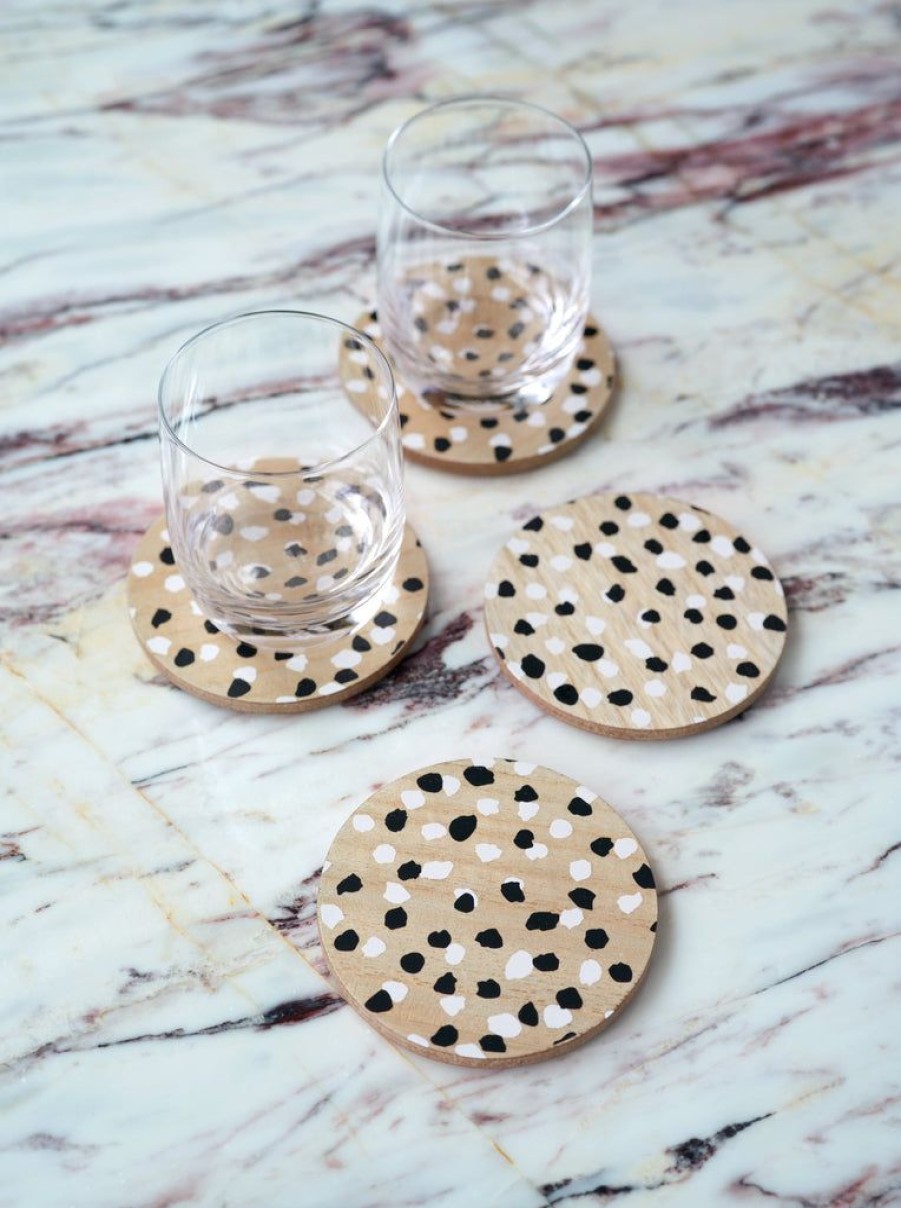 Shiraleah Set Of 4 Spots Coasters, Black | Home