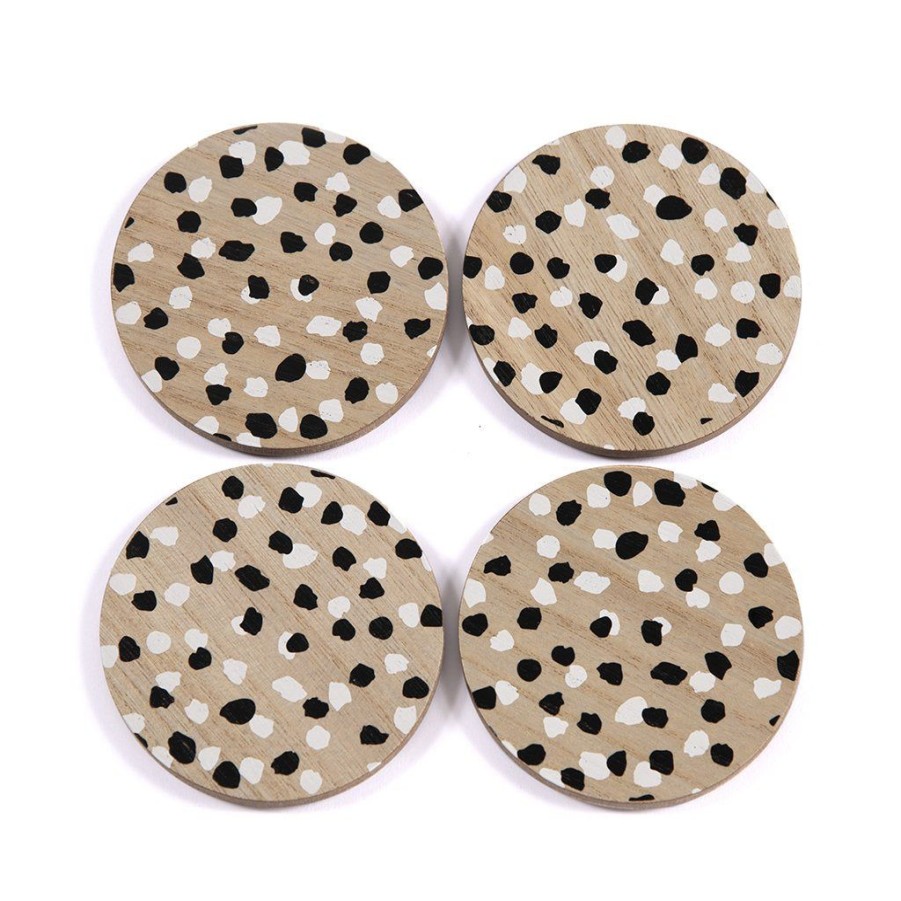 Shiraleah Set Of 4 Spots Coasters, Black | Home