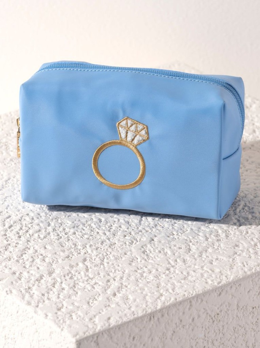 Shiraleah Shiraleah Bling Zip Pouch, Sky | Women Zip Pouches