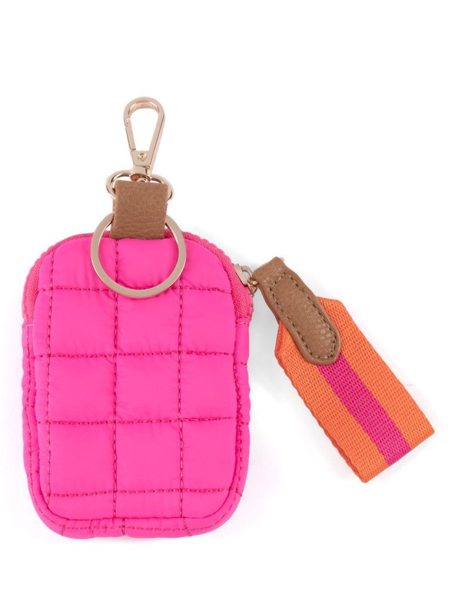 Shiraleah Shiraleah Ezra Quilted Nylon Clip-On Pouch, Magenta | Women Zip Pouches