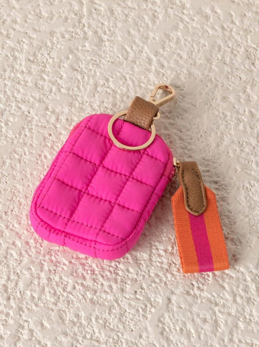 Shiraleah Shiraleah Ezra Quilted Nylon Clip-On Pouch, Magenta | Women Zip Pouches