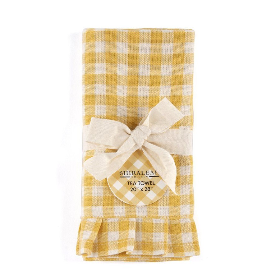 Shiraleah Shiraleah Gina Check Tea Towel, Yellow | Home