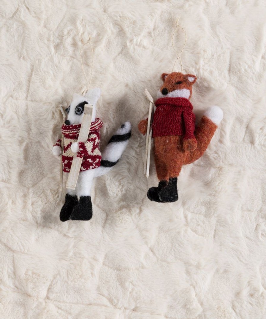 Shiraleah Set/2 Fox And Racoon Ornaments, Multi | Home