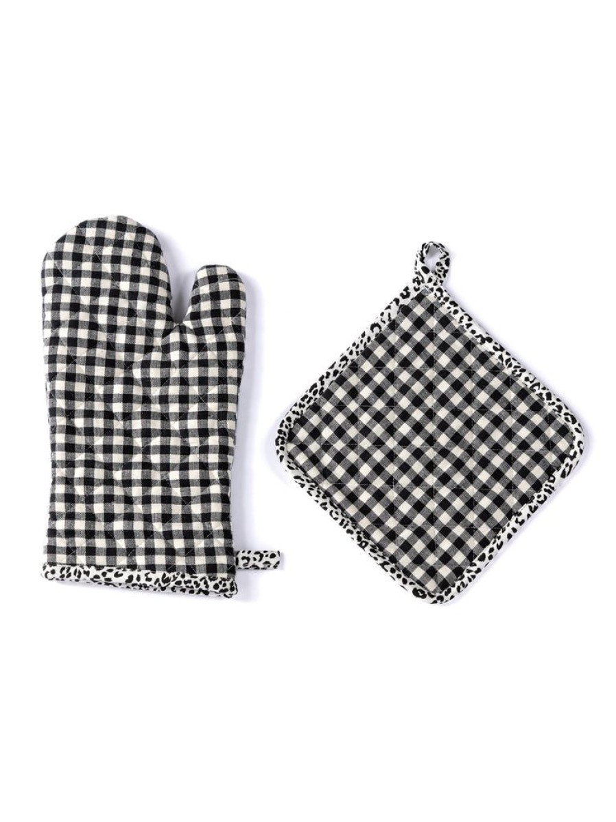 Shiraleah Gina Pot Holder And Oven Mitten Set, Black | Home