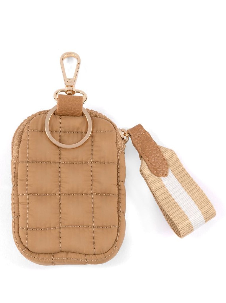 Shiraleah Shiraleah Ezra Quilted Nylon Clip-On Pouch, Tan | Women Zip Pouches