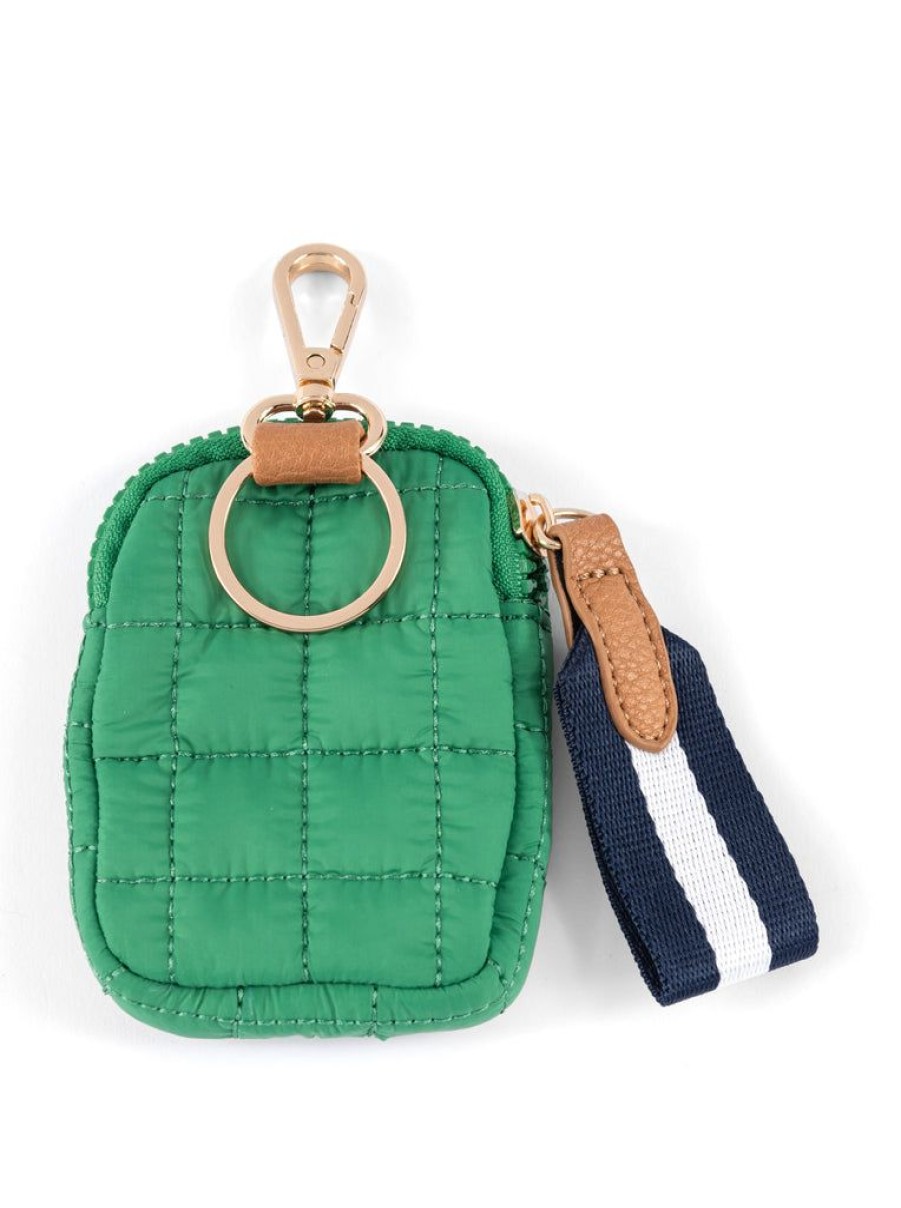 Shiraleah Shiraleah Ezra Quilted Nylon Clip-On Pouch, Green | Women Zip Pouches