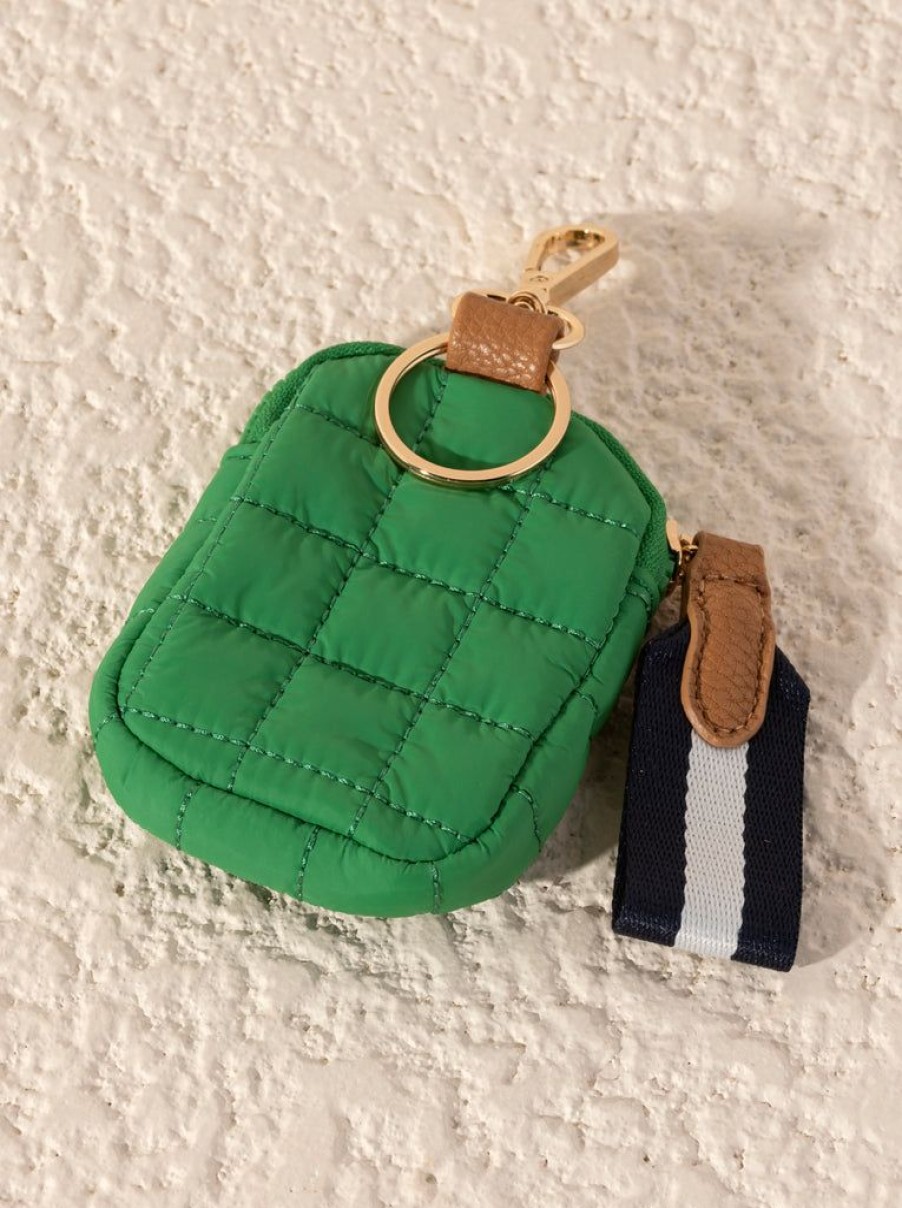 Shiraleah Shiraleah Ezra Quilted Nylon Clip-On Pouch, Green | Women Zip Pouches