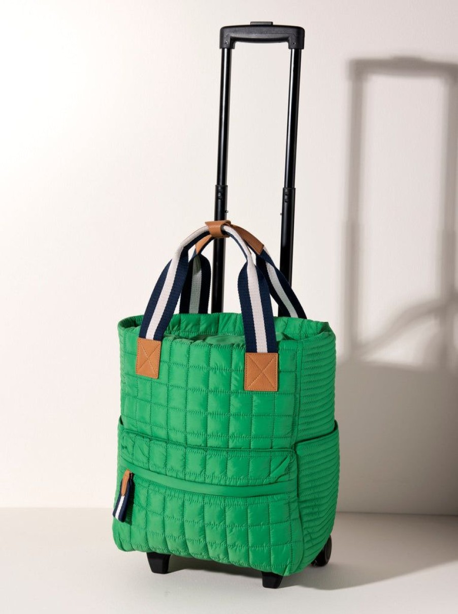 Shiraleah Shiraleah Ezra Quilted Nylon Roller Tote, Green | Women Travel