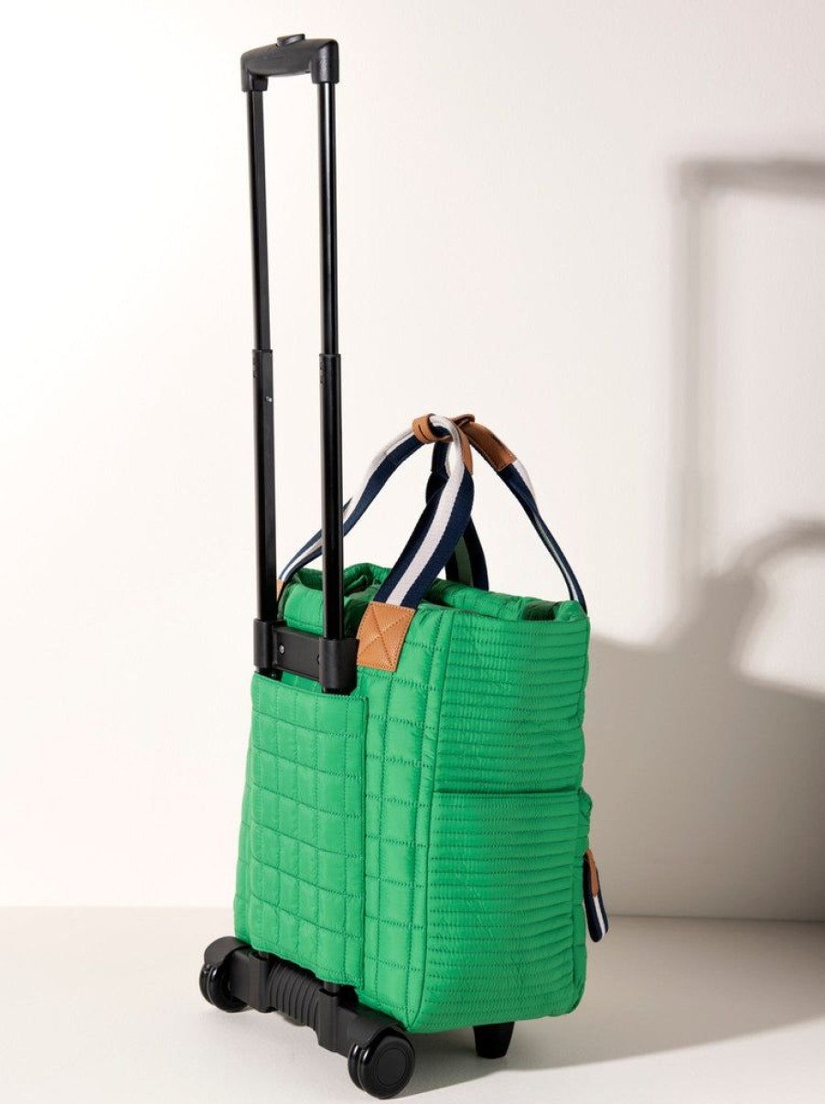 Shiraleah Shiraleah Ezra Quilted Nylon Roller Tote, Green | Women Travel