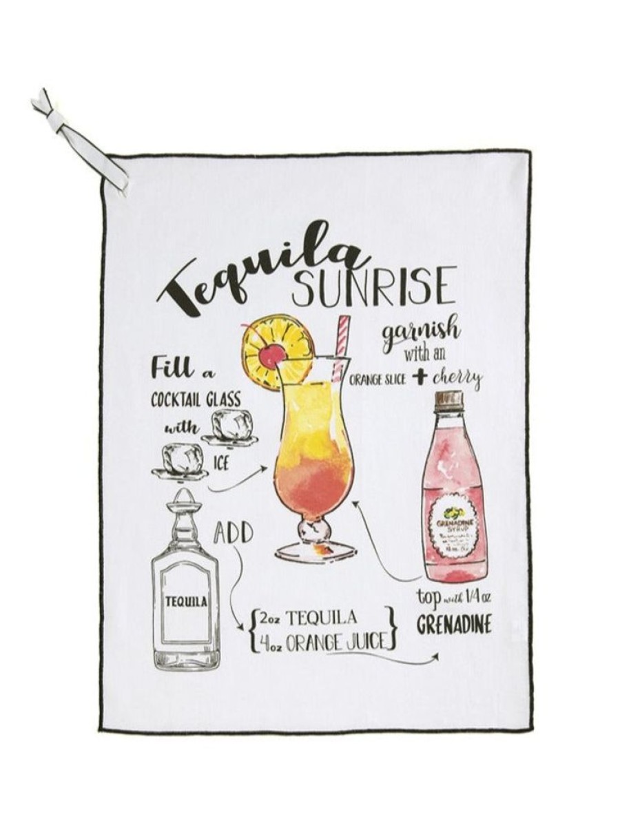 Shiraleah Shiraleah Tequila Sunrise Cocktail Tea Towel, White | Home