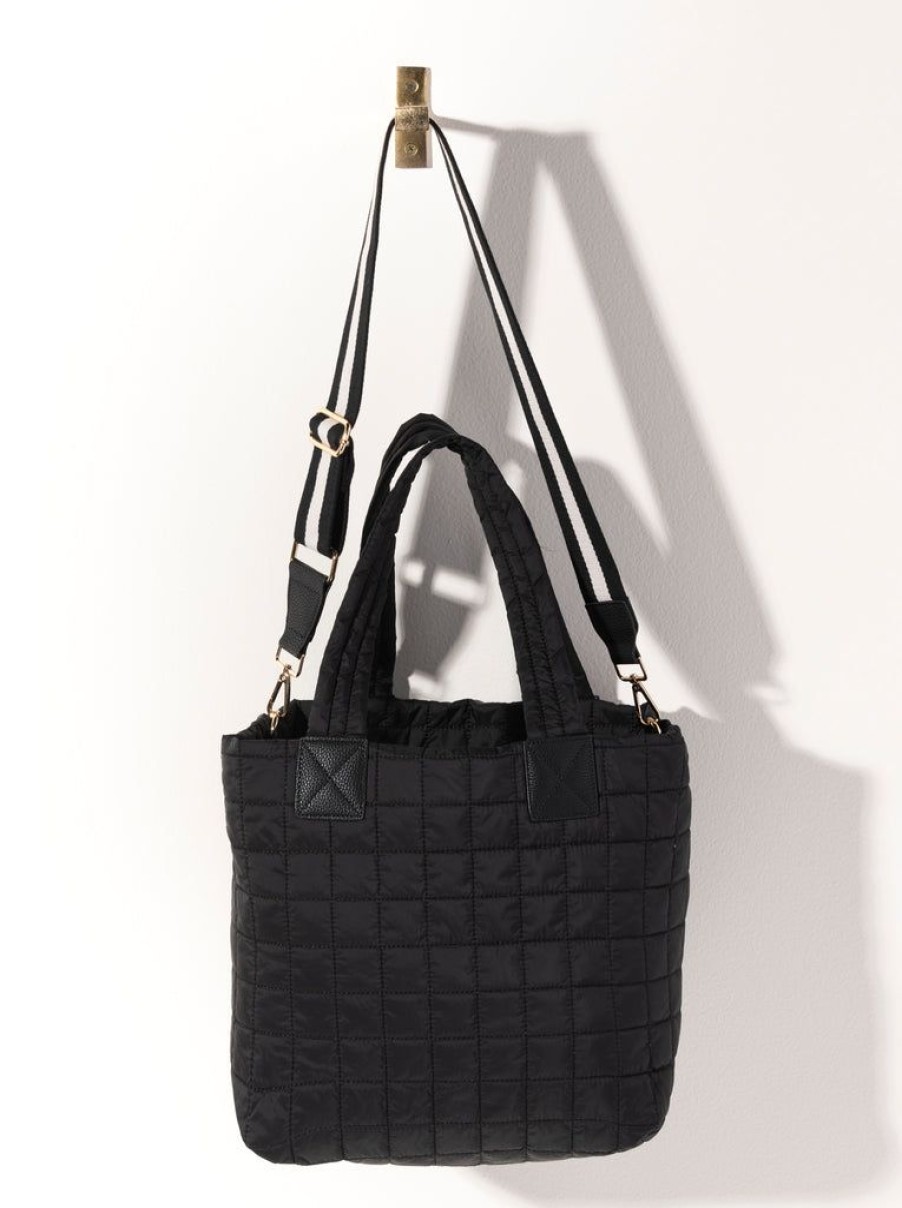 Shiraleah Shiraleah Ezra Quilted Nylon Tote, Black | Women Totes