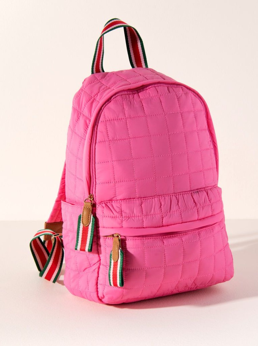 Shiraleah Shiraleah Ezra Quilted Nylon Backpack, Pink | Women Backpacks