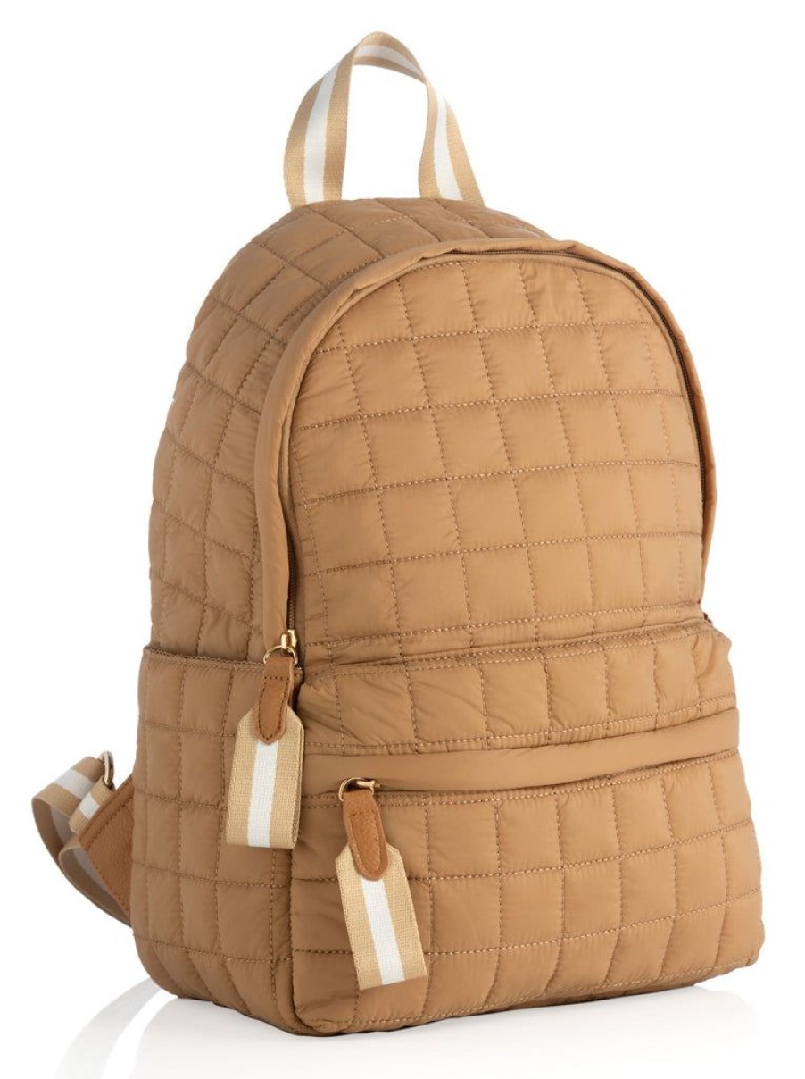 Shiraleah Shiraleah Ezra Quilted Nylon Backpack, Tan | Women Backpacks