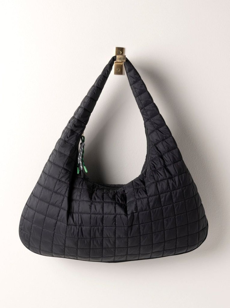 Shiraleah Shiraleah Ezra Quilted Nylon Hobo, Black | Women Hobos