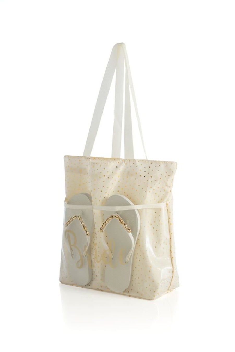 Shiraleah Shiraleah Bride Tote And Flip-Flop Set, Ivory | Women Travel