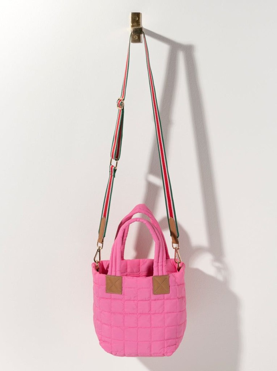 Shiraleah Shiraleah Ezra Quilted Nylon Mini Tote Cross-Body, Pink | Women Totes