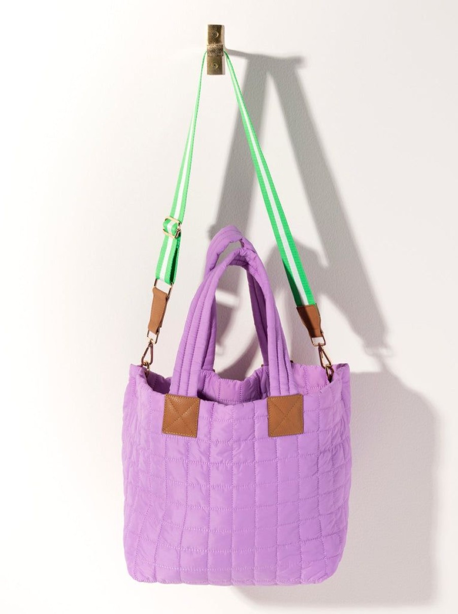 Shiraleah Shiraleah Ezra Quilted Nylon Tote, Lilac | Women Totes