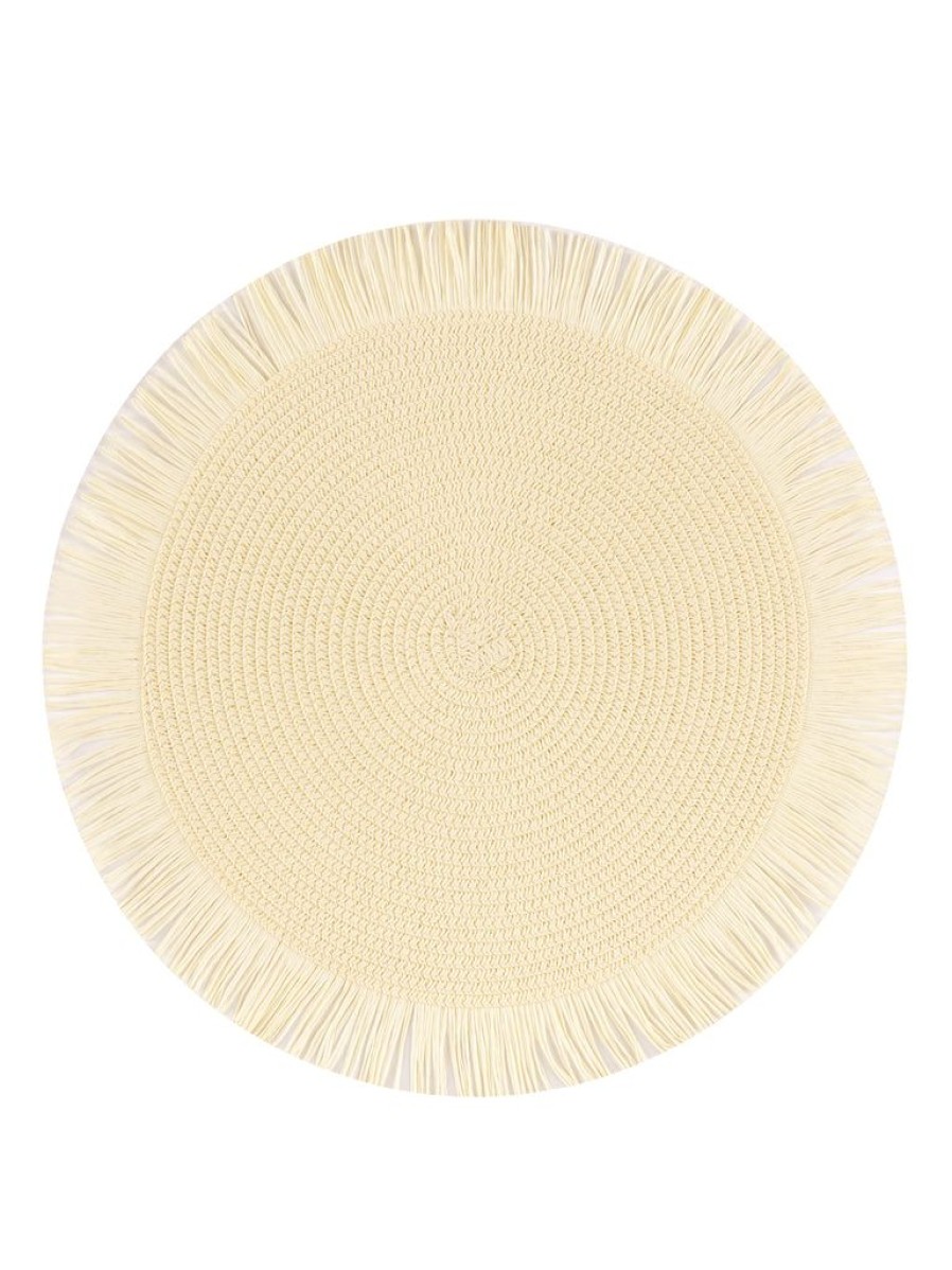 Shiraleah Shiraleah Set Of 4 Fringed Placemats, Ivory | Home