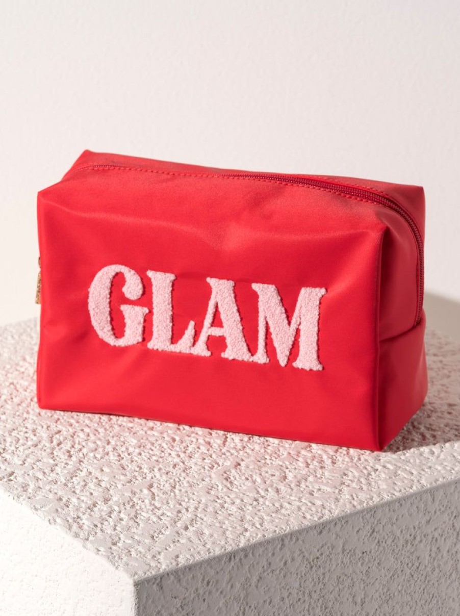 Shiraleah Shiraleah Cara Glam Cosmetic Pouch, Red | Women Zip Pouches