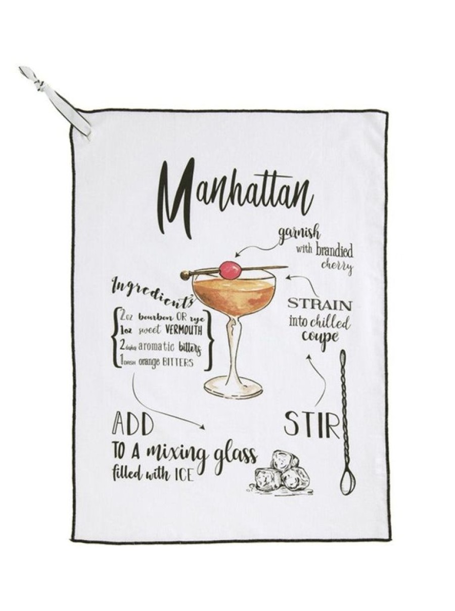 Shiraleah Shiraleah Manhattan Cocktail Tea Towel, White | Home