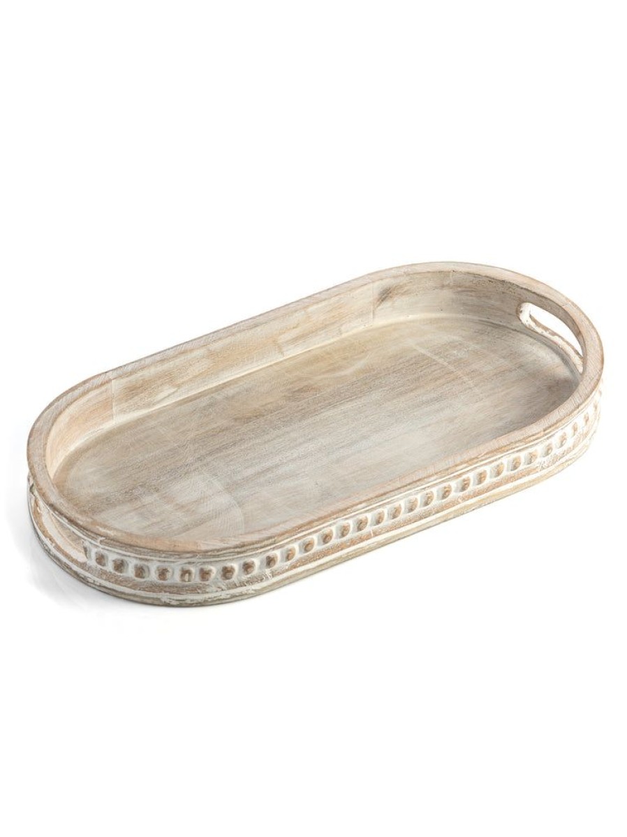 Shiraleah Sausalito Rivetted Oblong Tray, White | Home