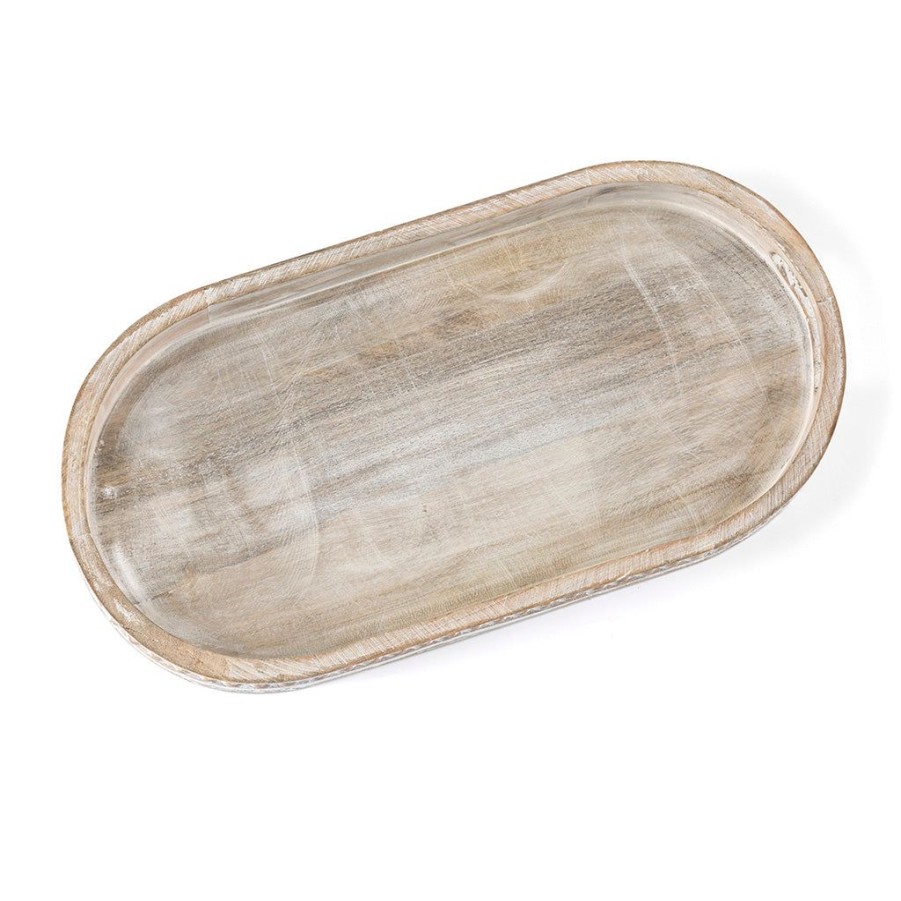 Shiraleah Sausalito Rivetted Oblong Tray, White | Home