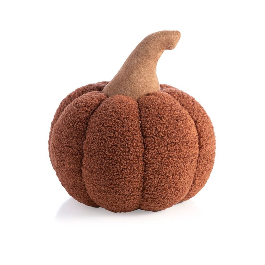 Shiraleah Shiraleah Medium Sherpa Pumpkin Pillow, Rust | Home