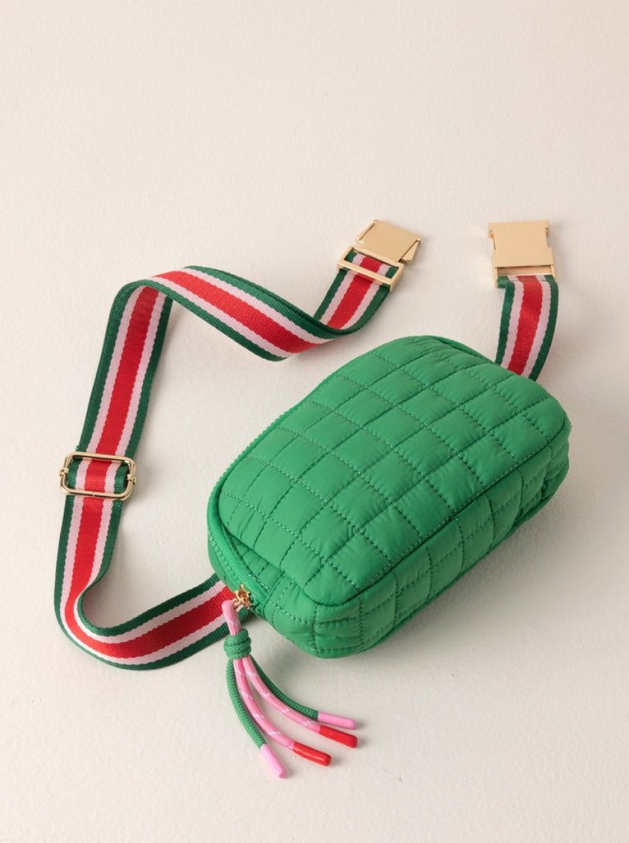 Shiraleah Shiraleah Ezra Quilted Nylon Belt Bag, Green | Women Belt Bags