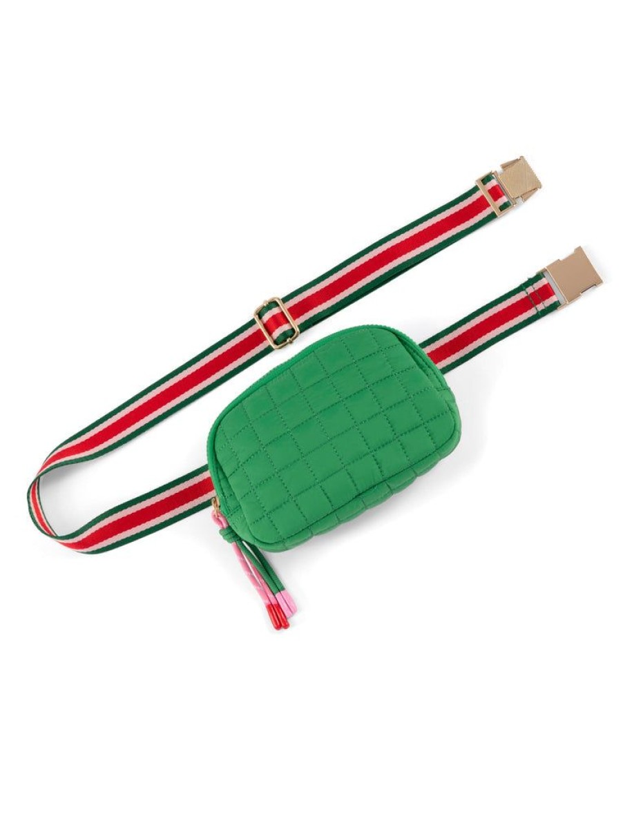 Shiraleah Shiraleah Ezra Quilted Nylon Belt Bag, Green | Women Belt Bags