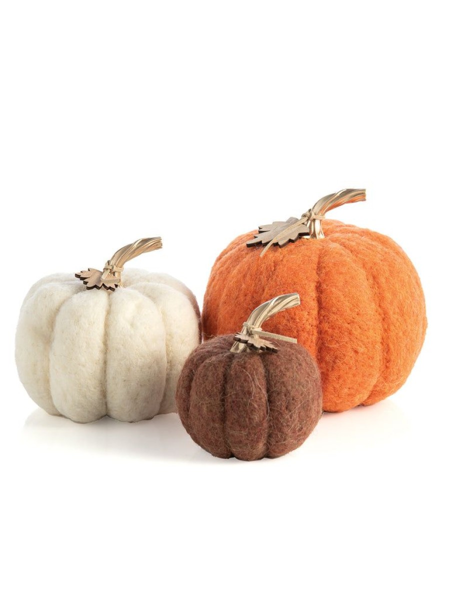 Shiraleah Shiraleah Assorted Set Of 3 Felt Decorative Pumpkins, Multi | Home