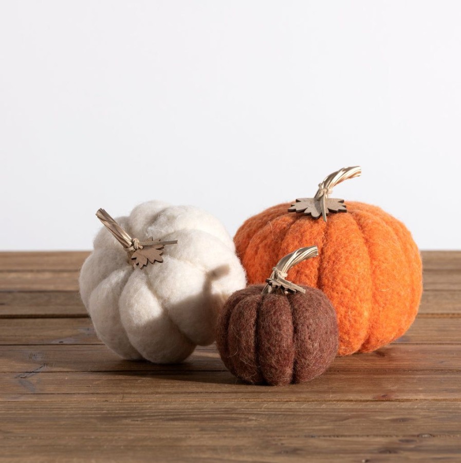 Shiraleah Shiraleah Assorted Set Of 3 Felt Decorative Pumpkins, Multi | Home