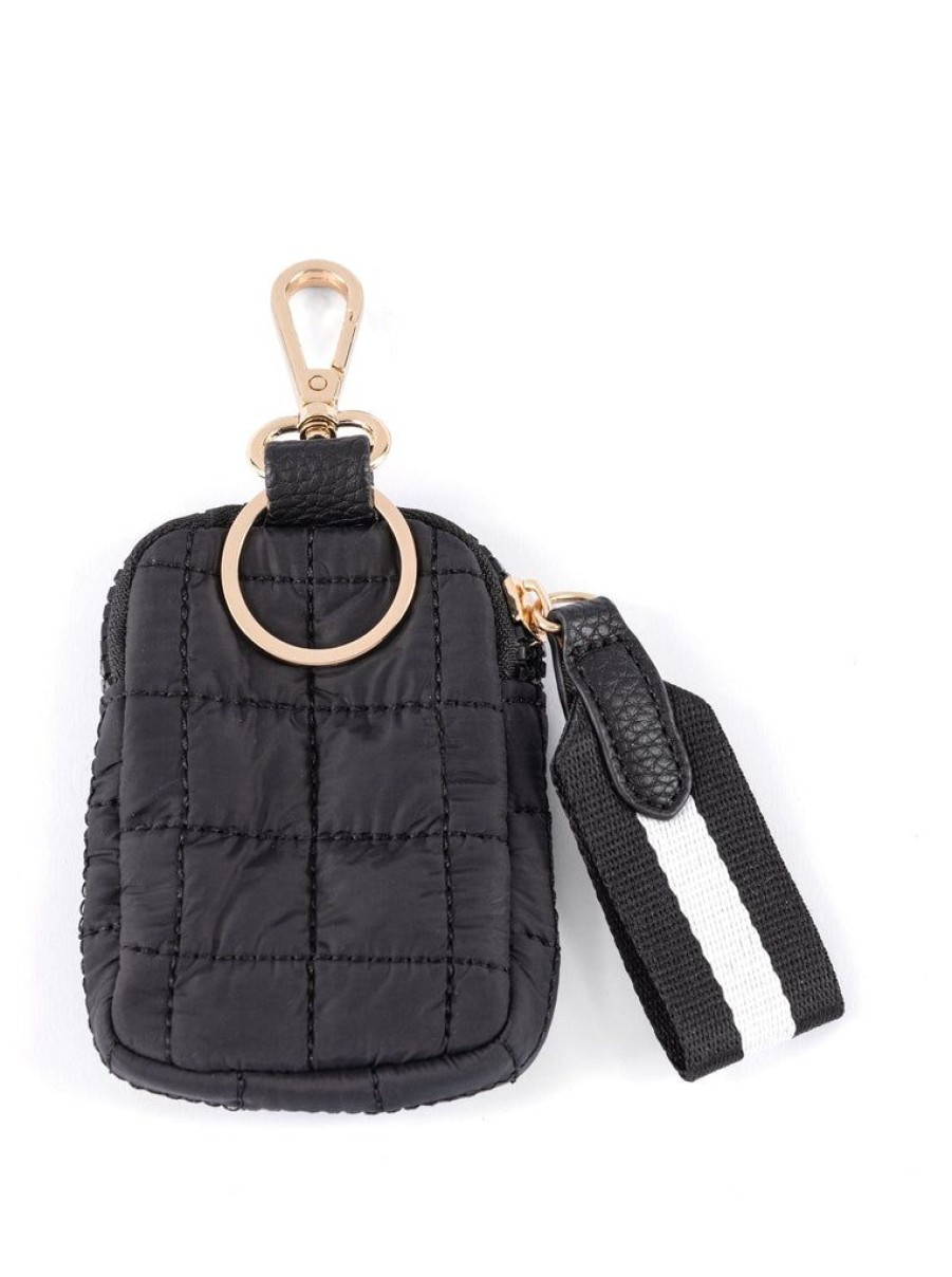 Shiraleah Shiraleah Ezra Quilted Nylon Clip-On Pouch, Black | Women Zip Pouches