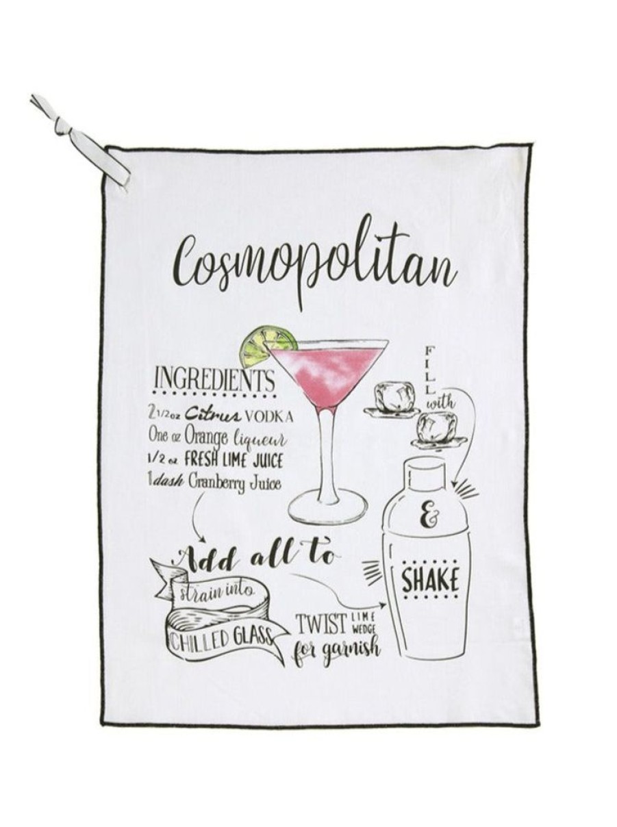 Shiraleah Shiraleah Cosmopolitan Cocktail Tea Towel, White | Home