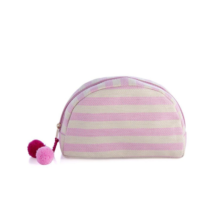 Shiraleah Shiraleah Lolita Stripe Zip Pouch, Pink And Ivory | Women Zip Pouches