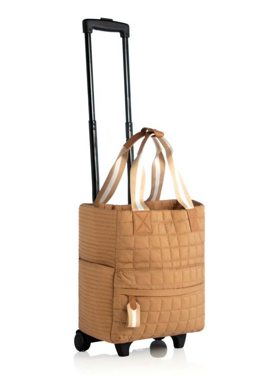 Shiraleah Shiraleah Ezra Quilted Nylon Roller Tote, Tan | Women Travel