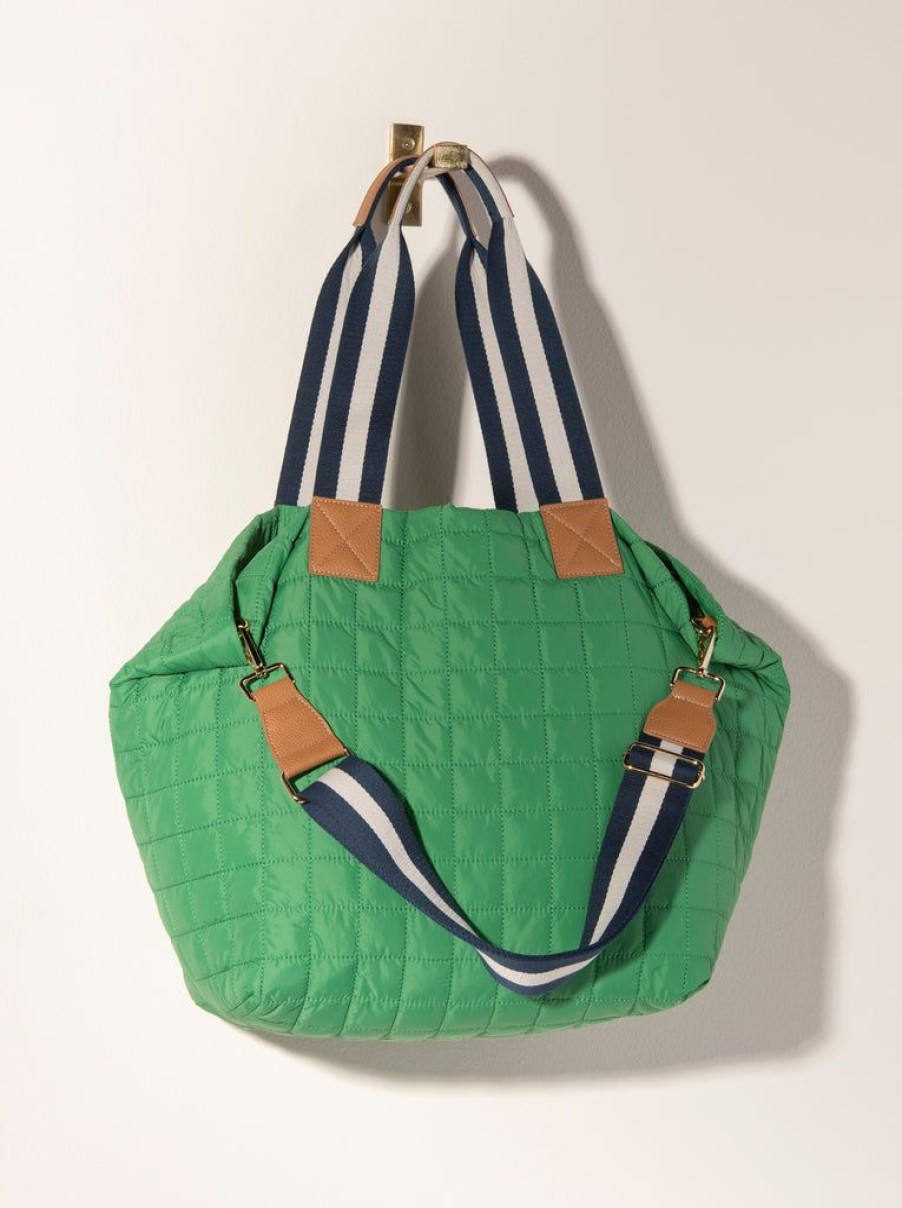 Shiraleah Shiraleah Ezra Quilted Nylon Travel Tote, Green | Women Totes