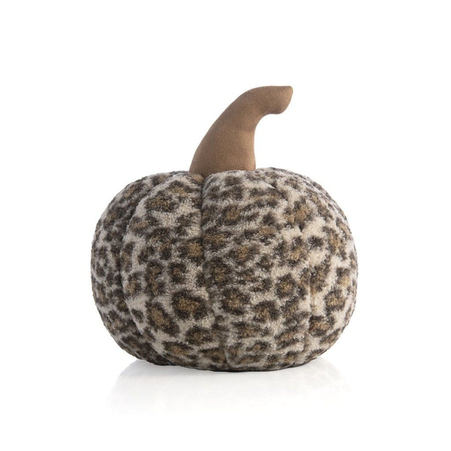 Shiraleah Shiraleah Large Leopard Print Sherpa Pumpkin Pillow, Brown | Home