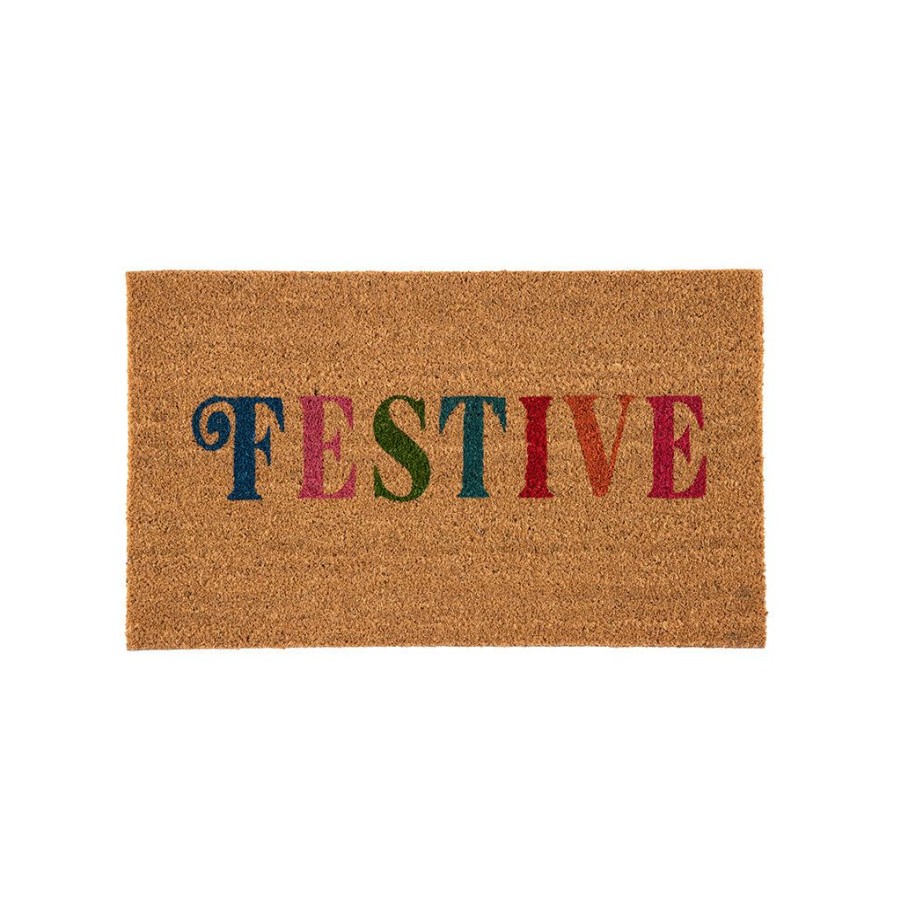 Shiraleah Shiraleah Festive Holiday Doormat, Natural | Home