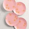 Shiraleah Shiraleah Primavera Set Of 4 Block Print Appetizer Plates, Pink | Home